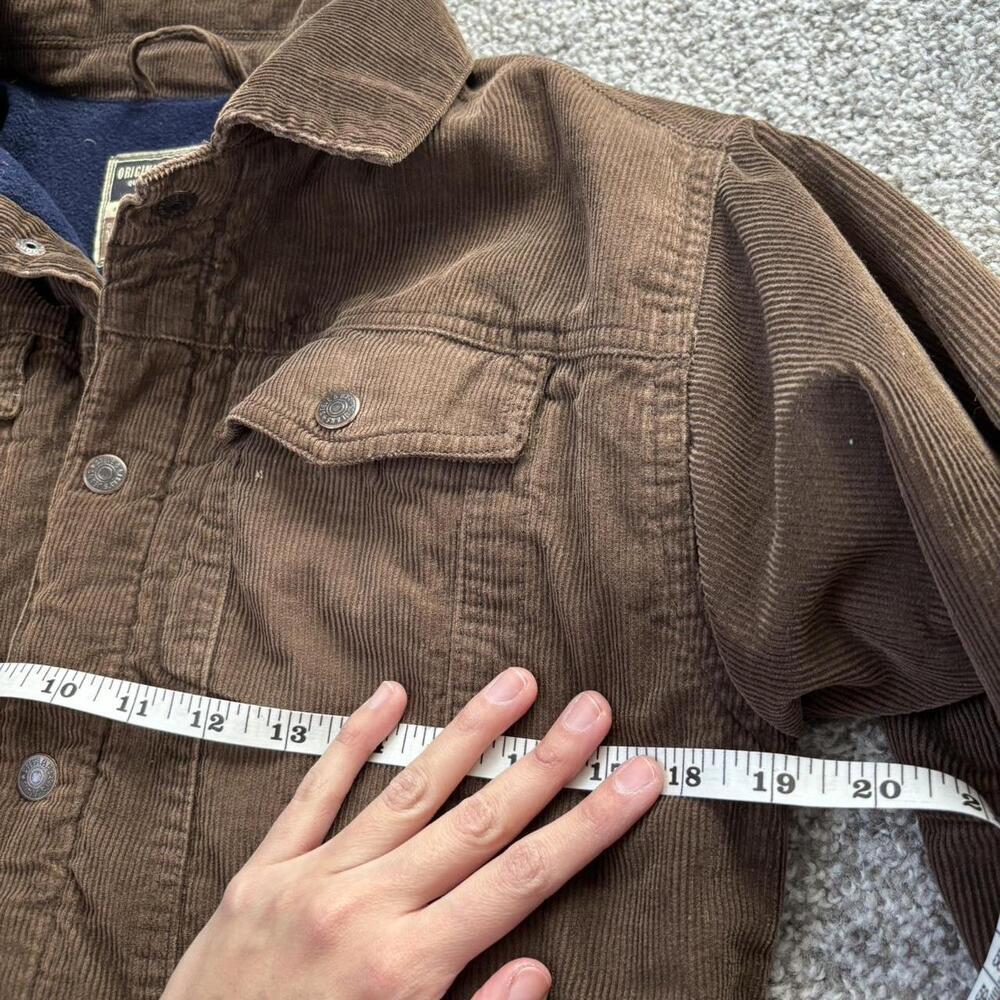 Vintage Boho Brown Corduroy Preppy Button Up Inner Fleece Winter Jacket - Medium - Picture 9 of 9
